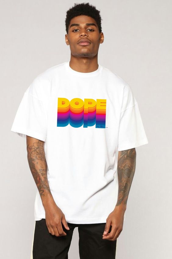 T-shirt blanc imprimé Dope dégradé